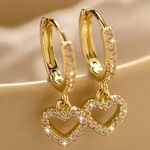 18K Gold Plated Heart Crystal Hoop Drop Earrings Women Girls Jewellery Xmas Gift