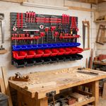 Wall Mounted Tool Storage Peg Board Set Organiser Shelves Rack Garage Kit Holder