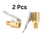2 X Tyre Valve Air Chuck Inflator Pump Connector Adapter Brass Clip on Car