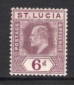 M21219 St Lucia 1910 SG73 - 6d dull purple