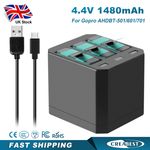 3Pack AHDBT-501 601 701 Battery +3 Channel Charger For GoPro Hero 8 7 5 6 Black