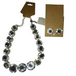 J Crew Round Crystal Statement Necklace w/ Earring Set