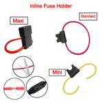 In-Line Fuse Holders Maxi Standard Mini Black Splash Proof Various Wire Gauges