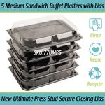 Medium Sandwich Platter with Lids x 5 Catering Cake Buffet Party Platters Trays