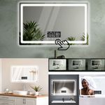 Dimmable Bluetooth LED Bathroom Mirror w/Demister+Time + Temperature 80x100cm