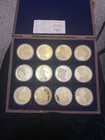 2012 PORTRAITS OF THE QUEEN GOLD PLATED PROOF MEDAL SET WITH COA & BOX 12 MEDALS