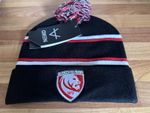 Brand NEW Gloucester Rugby Bobble Hat Black with Stripes (One Size) FREE P&P