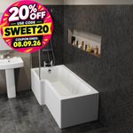 Designer Left & Right Hand L Shaped Shower Bath Tub 1500 1600 1700 Shower Screen