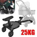 Universal Kids Buggy Board w/ Seat Step Board Stand Wheeled Pushchair Connector