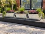 3x Zinc Galvanised Metal Trough Garden Planters 60cm Weathered Patio Pots Set