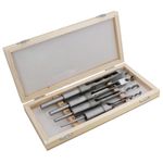 4pc Mortice Drill Tool Set 6,10,13 & 16mm Chisels In Wood Box Woodworking TE665