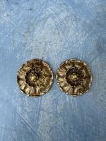 Pair Of Antique Solid Brass Furniture Wall Door Rosettes