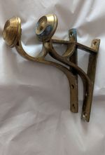 Antique Vintage Brass Curtain Pole Brackets for 2" Pole Diameter