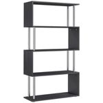 5 Tier Bookshelf S Shaped Bookcase Modern Freestanding 80x30x145cm (LxWxH) Black