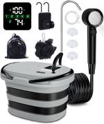 Upgraded 2 In1 Portable Shower with 20L Collapsible Bucket, Ipx8, LED Display, R