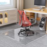 [Tempered Glass] 140 x 116cm Beveled Edge Glass Chair Mat with Polished Edge Cle