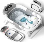 Collapsible Baby Bathtub with Seat Support Cushion for up to 18 Months, Grey