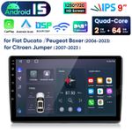 For Fiat Ducato 2006-2024 2+64GB Carplay 9" Android15 Car Radio GPS SAT NAV DAB+