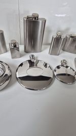 Hip Flask Job Lot Stainless Steel Mixed Sizes Cups Funnel Round Flask Bundle