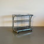 VINTAGE MIDCENTURY 1970s ITALIAN BRASS & GLASS COCKTAIL DRINKS TROLLEY #4820