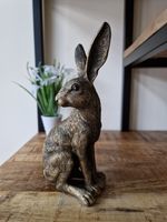 Large 22cm Bronze Effect Sitting Hare Ornament Figurine