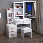 White Dressing Table With Drawers Mirror Stool Set Makeup Desk Vanity Mbisdamhkv