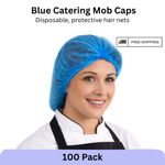 Vanity UK Mob Caps (100) Blue Disposable Hair Net Catering Food Kitchen