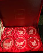 Val Saint Lambert Coasters Set of Six Game Birds Original. Boxed. Excellent cond