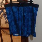 Men's Blue Floral Swim Shorts L Drawstring Elastic Waist