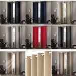 Pair of EYELET Ring Top Plain Thermal BLACKOUT LINED Curtains with Tie Backs
