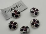 Chanel Button Set of  5 Size 19 mm Round,  resin with diamante and clothes label