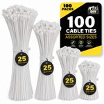 100-1000 Cable Ties Assorted Mixed Sizes Pack White Zip Set 100/150/250/300MM