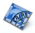 NOVELTY SILVER STAMP BROOCH EGYPT ENAMEL ANTIQUE