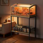 BingoPaw Large Wooden Hamster Cage LED Tempered Glass for Hedgehog Gerbil Syrian