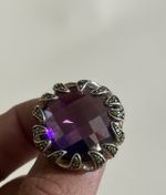925 Sterling Silver Violet CZ Statement Ring Green Stones THOMAS SABO Size M 1/2