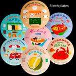 8 inch Melamine Plate featuring Singapore's Famous Dishes