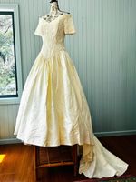 Rare Vintage 90s Ronald Joyce Silk Wedding Dress UK 14 Cathedral Train