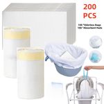 Pack of 200 Commode Liners with Absorbent Pad Odorless Disposable Bags Universal