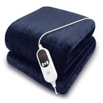 Heated Throw Soft Fleece Electric Blanket Navy Blue 160x120cm 9 Heat & Timer