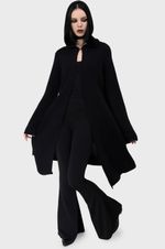 Killstar Venomheart Long Accessory Womens Black Hooded Neck Flared Sleeve Goth