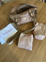 Storksak London Baby Changing Bag Zipped, Mat & Bag Light Brown Leather