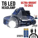 Rechargeable LED Head Torch Waterproof USB Headlamp Camping Fishing Work Light