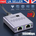 NEW 1000Mbps 2 Port RJ45 Splitter Hub Wired Fast Ethernet Switch LAN Network