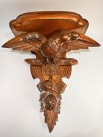 Antique Late C19th Black Forest Carved Wooden Eagle Wall Sconce / Bracket Shelf