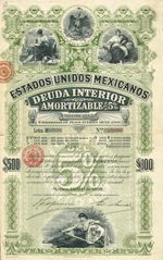 MEXICO UNITED STATES 1898 INTERIOR DEBT 5% BOND stock certificate/bond #125945