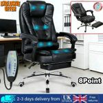 8 Points Massage Office Chair Gaming PC Computer Desk Swivel Recliner Chair UK