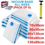 6 x STRONG VACUUM STORAGE SPACE SAVING BAGS VAC BAG SPACE SAVER VACCUM VACUM BAG