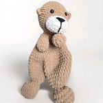 Handmade Crochet Otter Baby Comforter Snuggler - Boxed