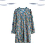 Ex Seasalt Women's Tunic -  Long Sleeve A-Line Jersey Tunic Floral Blue (Defect)