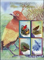Papua New Guinea 2010. Bowerbirds (MNH OG **) Miniature Sheet